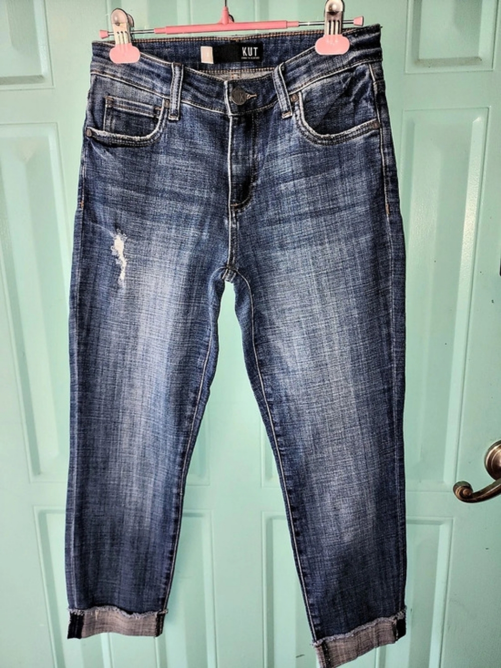 KUT from the Kloth Amy Crop Straight Leg Cropped Straight Leg Jeans Size 0